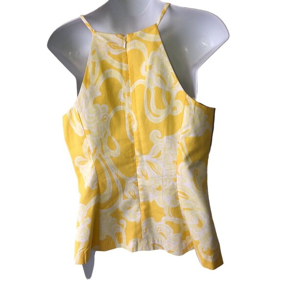 Lilly Pulitzer MAGNOLIA Halter Top Banana Daiquiri DANDELION YELLOW WHITE LACE 8 - Picture 5 of 10